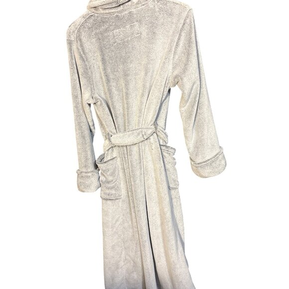 Oscar De La Renta Grey Plush Bathrobe S/M Soft & Cozy With Belt Two Pockets - Picture 2 of 3